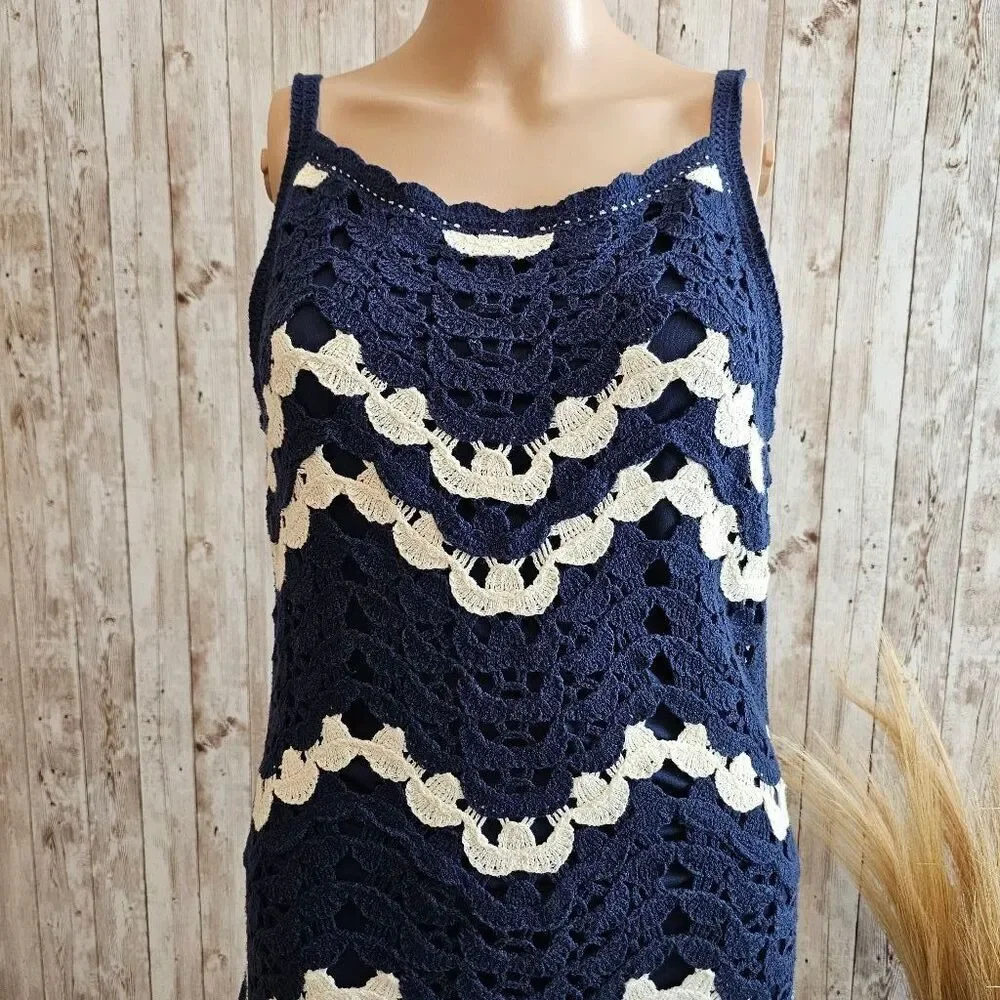 Women's House of Harlow 1960 Blue & White Crochet Dress XS NWOT